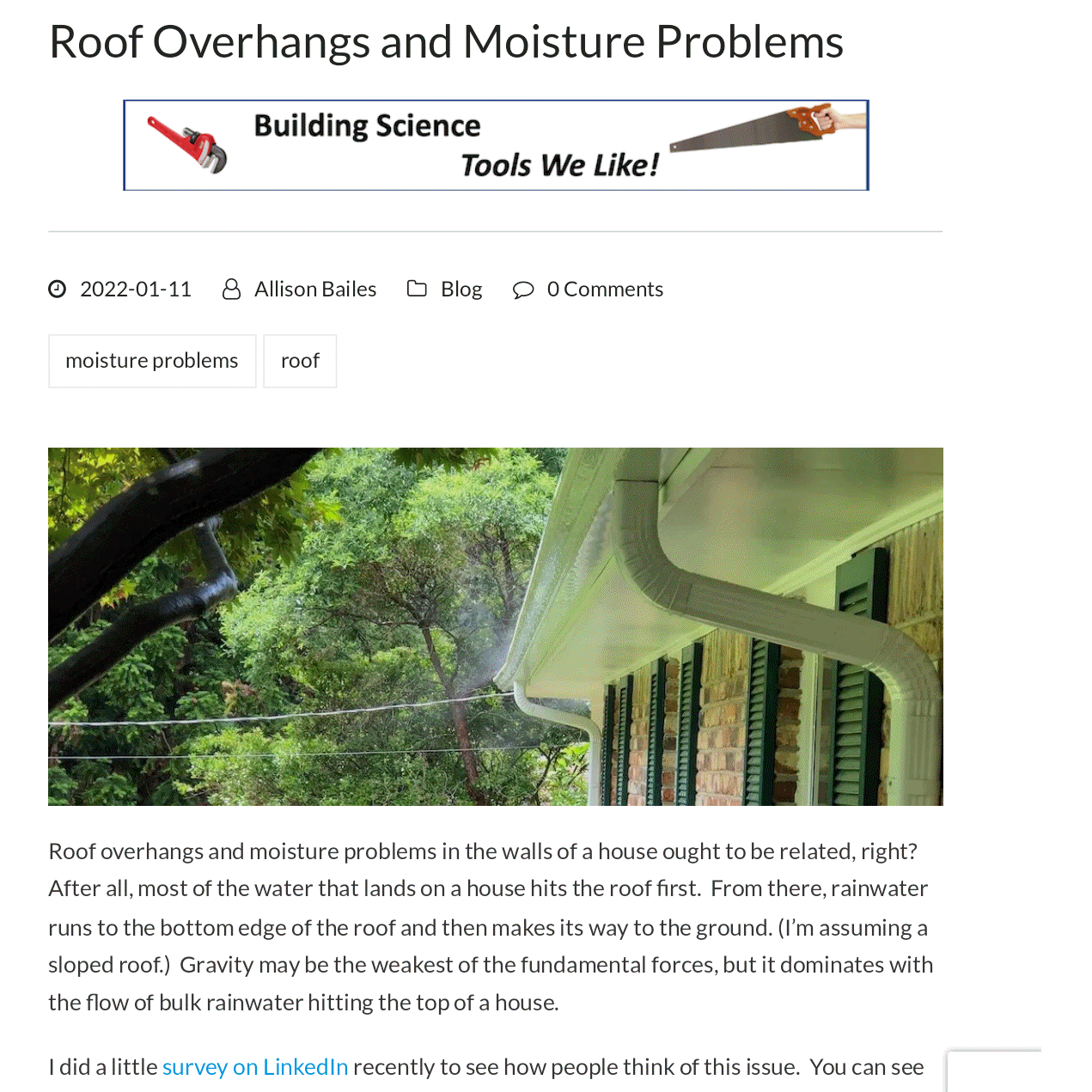 Roof Overhangs and Moisture Problems - Energy Vanguard Blog Article