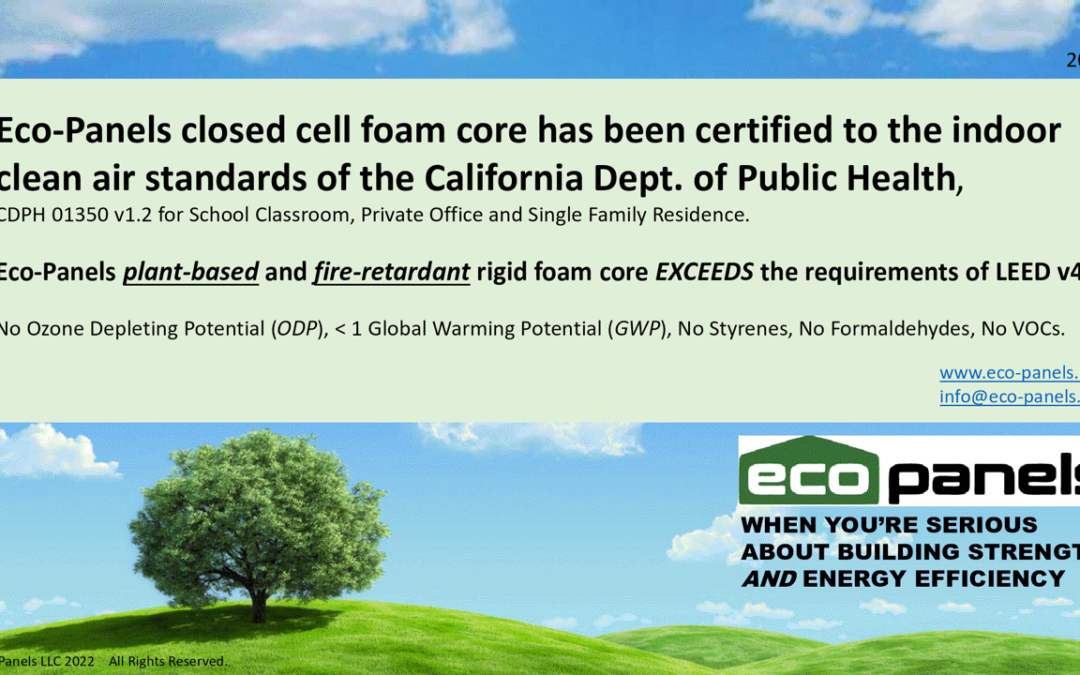 Eco-Panels Foam Certified to Highest Standards in the US!