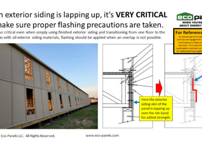 Diagrams showing proper flashing techniques for exterior lapping siding