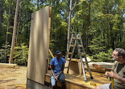 Installing Eco-Panels start with a corner then attach adjoining wall panels.
